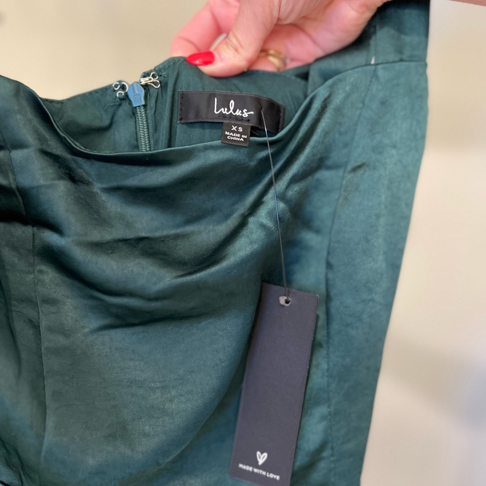 Lulu's Green Satin Tie-Strap Maxi Dress - Picture 5 of 5